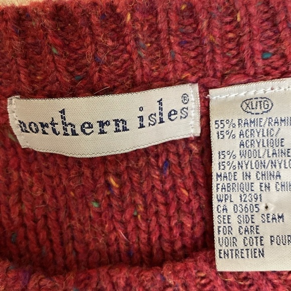 Northern Isles Wool blend chunky knit color block Sweater Womens XL warm Winter - Picture 5 of 8